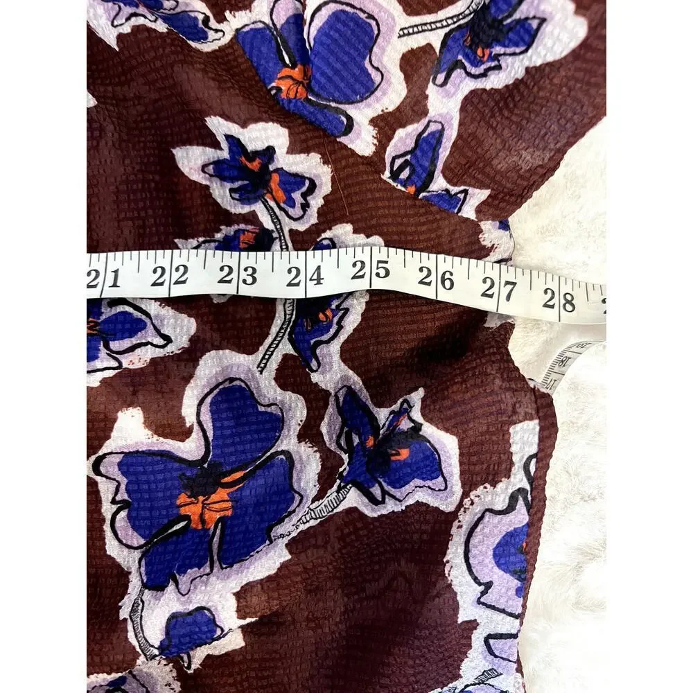 New Tanya Taylor Women's Briella Brown Floral Silk Top SZ 20